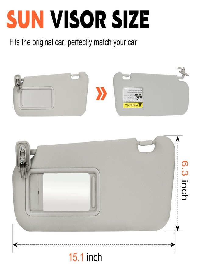 ILONPA Gray Driver Left Side Sun Visor Replacement Compatible with 2010 2011 2012 2013 Mazda 3 Replace BBM2-69-320C-75 - Image 2
